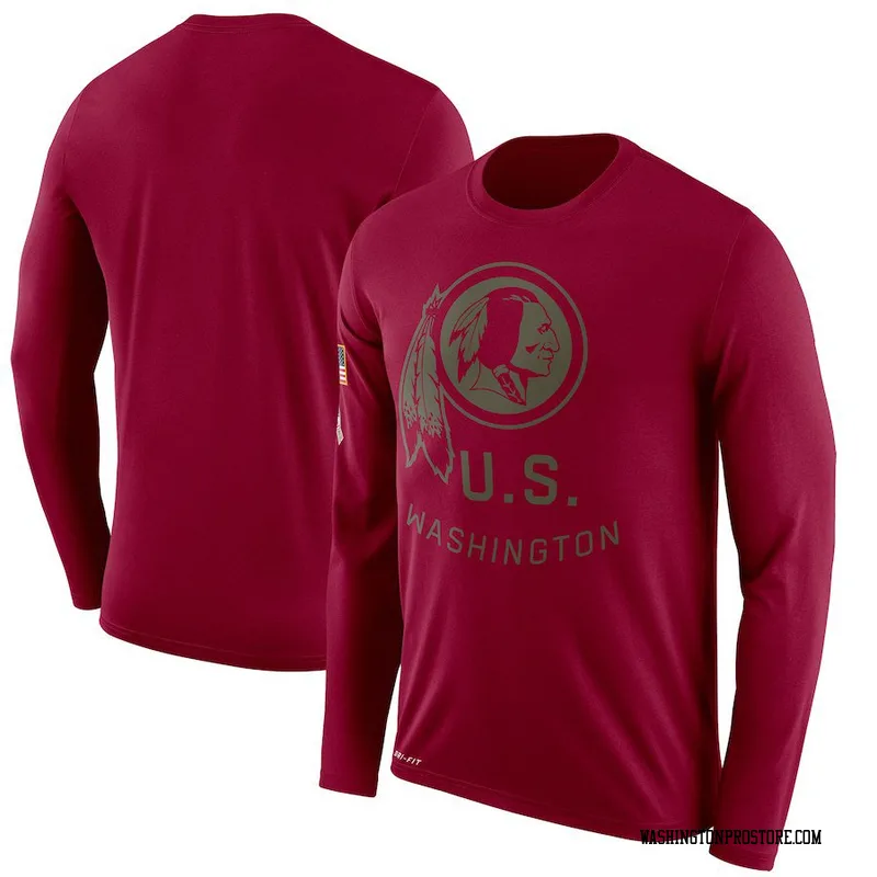 Men's Washington Commanders Legend Burgundy 2018 Salute to Service Sideline Performance Long Sleeve T-Shirt