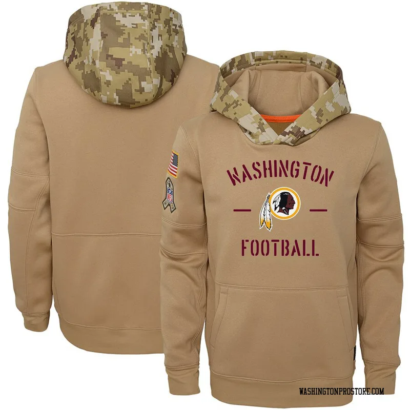 Youth Washington Commanders Khaki 2019 Salute to Service Therma Pullover Hoodie
