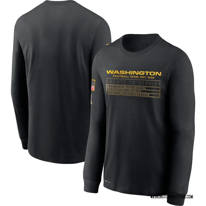 Black Men's Washington Commanders 2020 Salute to Service Sideline Performance Long Sleeve T-Shirt