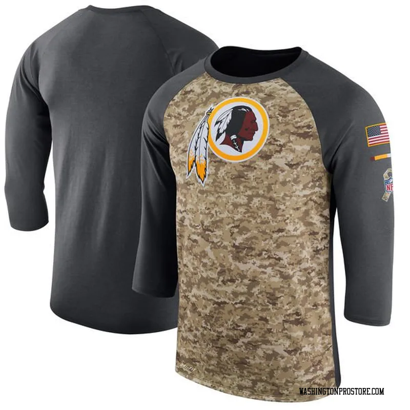 Camo Men's Washington Commanders Legend /Anthracite Salute to Service 2017 Sideline Performance Three-Quarter Sleeve T-Shirt