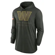 Green Men's Washington Commanders Forest 2025 Salute to Service Sideline Lightweight Long Sleeve Hooded Pullover T-Shirt