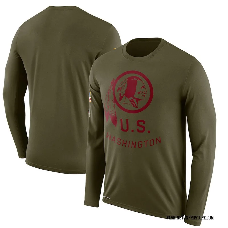 Olive Men's Washington Commanders Legend 2018 Salute to Service Sideline Performance Long Sleeve T-Shirt