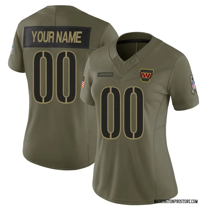 Olive Women's Custom Washington Commanders Limited 2025 Salute to Service Jersey