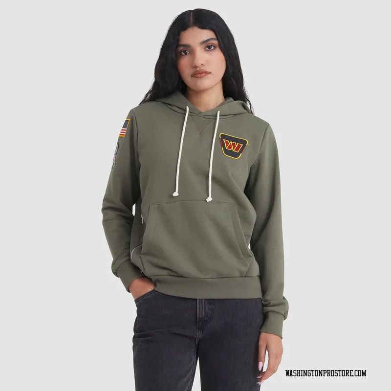 Olive Women's Washington Commanders 2025 Salute to Service Sideline Hoodie