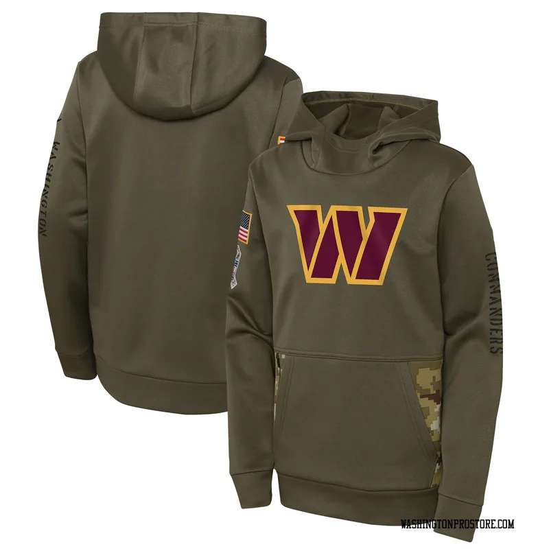 Olive Youth Washington Commanders 2022 Salute to Service Performance Pullover Hoodie