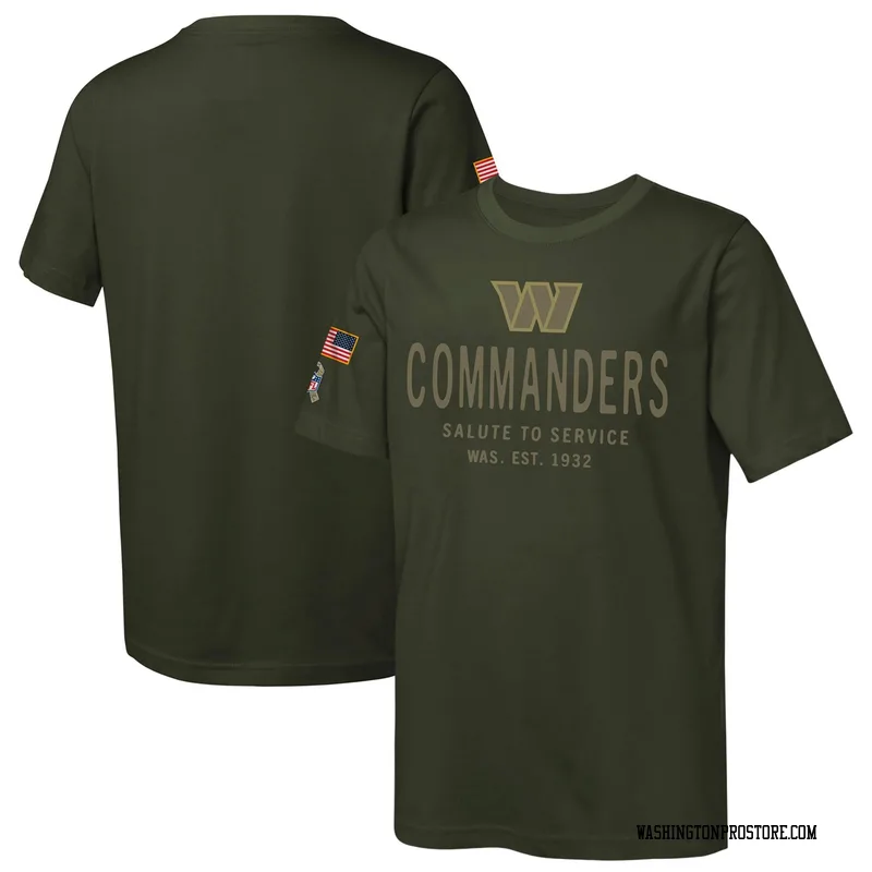 Olive Youth Washington Commanders 2025 Salute to Service Sideline T-Shirt