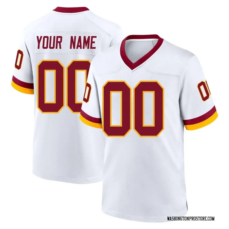 White Youth Custom Washington Commanders Game Jersey
