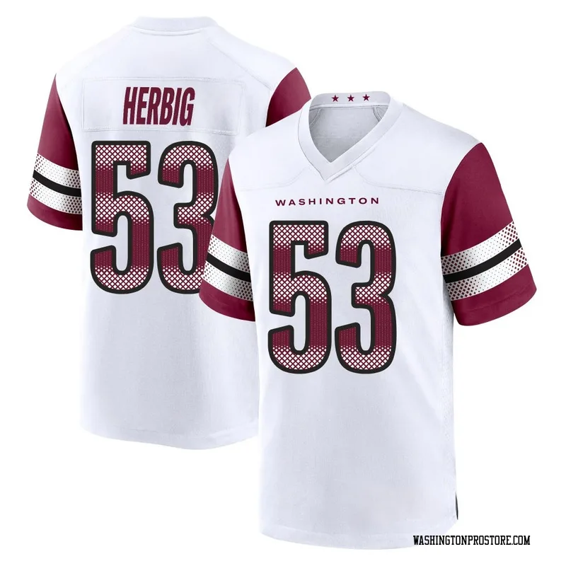 White Youth Nate Herbig Washington Commanders Game Jersey