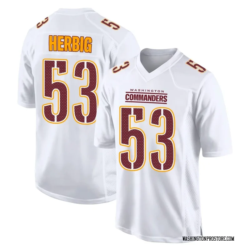 White Youth Nate Herbig Washington Commanders Game Tundra Fashion Jersey